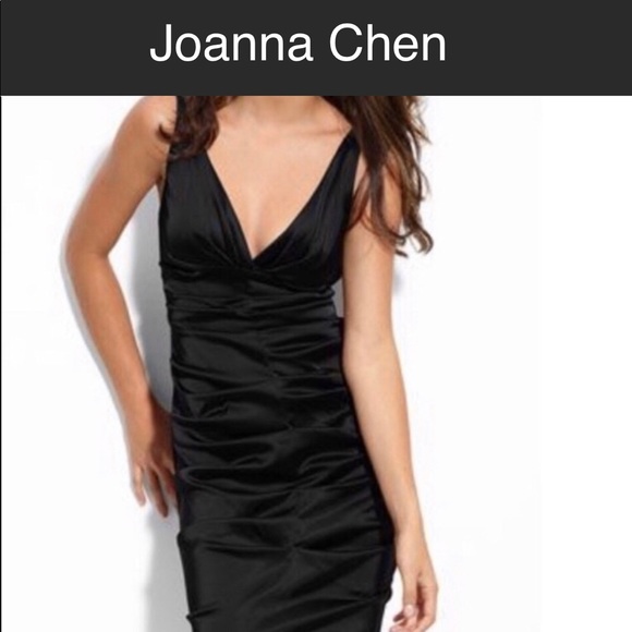 Deep Plunge, Ruched, Satin Fitted Cocktail Dress - Picture 1 of 7